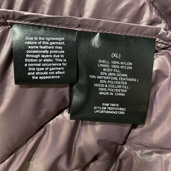 London Fog Women’s XL Hooded Down Puffer Jacket Purple Packable Winter Coat - Picture 7 of 11